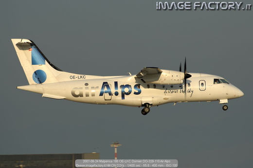 2007-08-24 Malpensa 186 OE-LKC Dornier DO-328-110 Air Alps